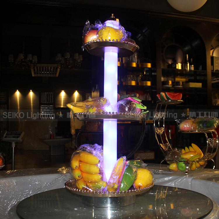 创意时尚三层水果盘LED七彩果盆糖果篮酒吧夜总会婚庆用品
