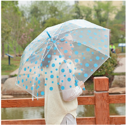 一个包邮 女生加厚糖果色 透明雨伞 小清新点点 雨伞长柄伞
