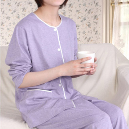 宝迪仙娜 预售 日本制透气宽松家居服 有机棉前扣圆领睡衣套装