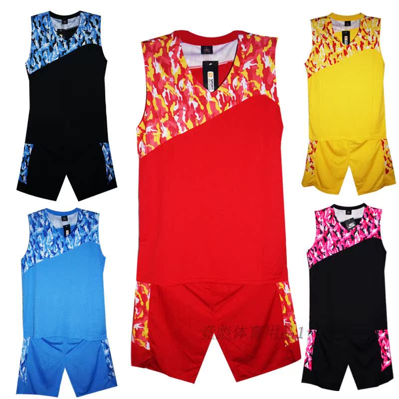 2015新款迷彩篮球服套装男 男士球衣光板个性定制篮球服印号印字