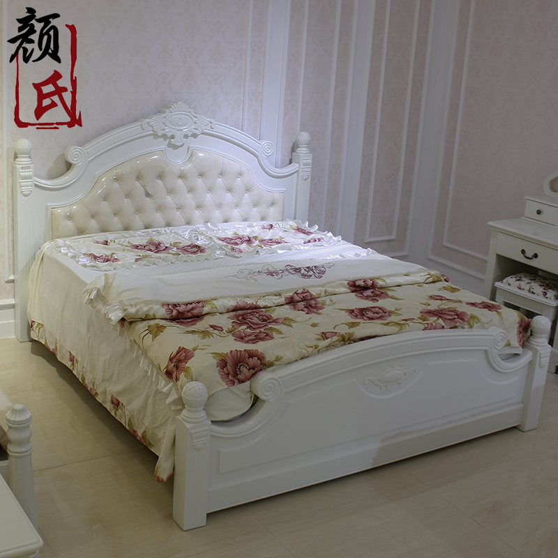 欧式床雕花奢华双人床1.8m 简约韩式田园公主床实木床1.5米真皮床