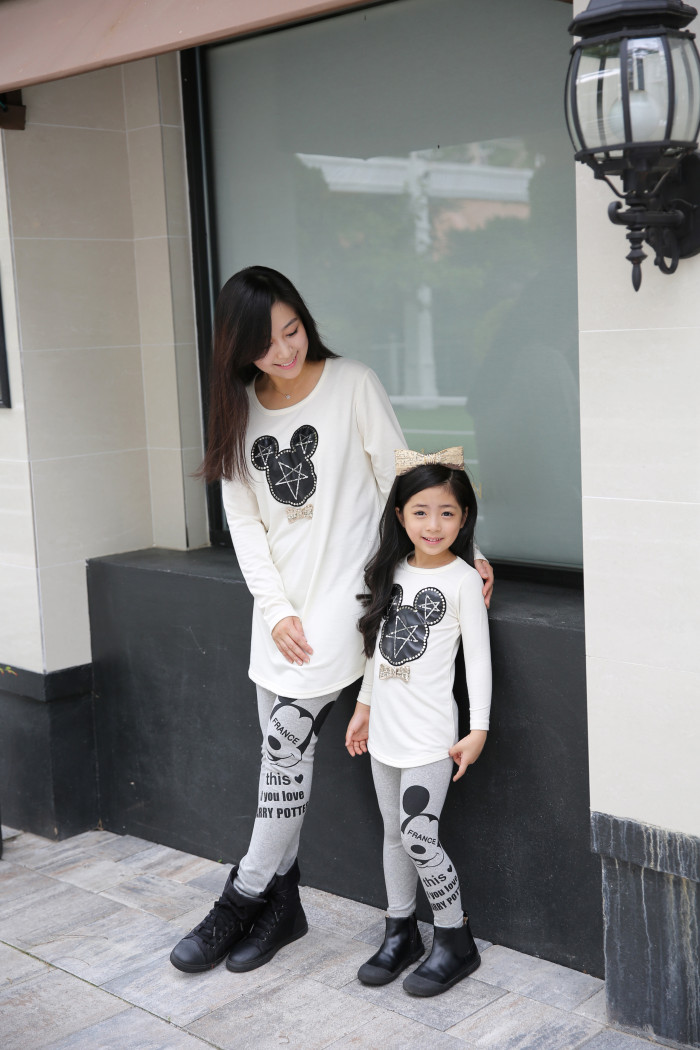 韩国正品代购童装2015秋款女童儿童中小童星星亲子T恤加长打底衫