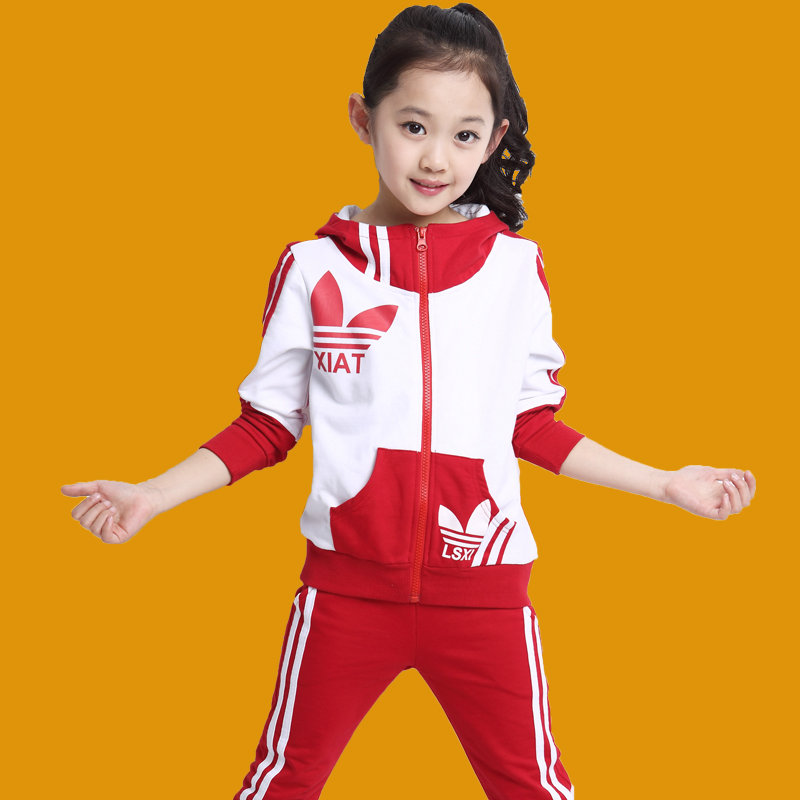 2015女童春季新款二件套6 7儿童休闲8套装韩版运动9长袖卫衣10岁