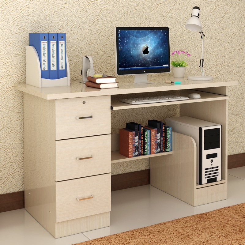 电脑桌包邮时尚环保板式家具台式桌家用带书柜架办公桌书桌写字台