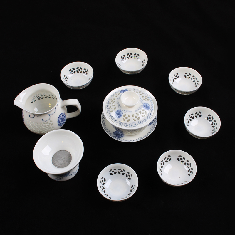 茶具陶瓷整套茶具功夫茶具镂空玲珑茶壶茶杯