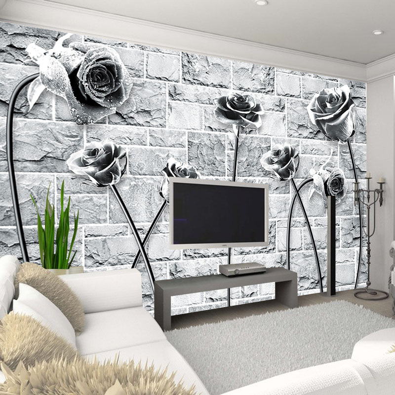 无纺布定制壁纸现代简约时尚花卉高清手绘客厅电视背景墙墙纸壁画