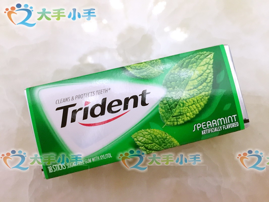 18.2美国进口 Trident木糖醇无糖口香糖spearmint 绿薄荷味 单包