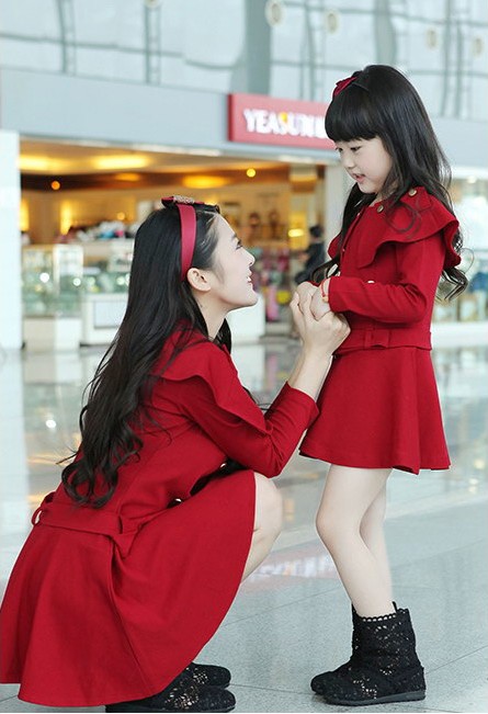 2014秋装新款韩版斗篷母女亲子装母女连衣裙韩国裙子时尚母女装潮