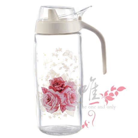 韩国调味瓶罐 调料壶配料瓶油壶调料瓶玻璃油壶玻璃油瓶 金粉玫瑰