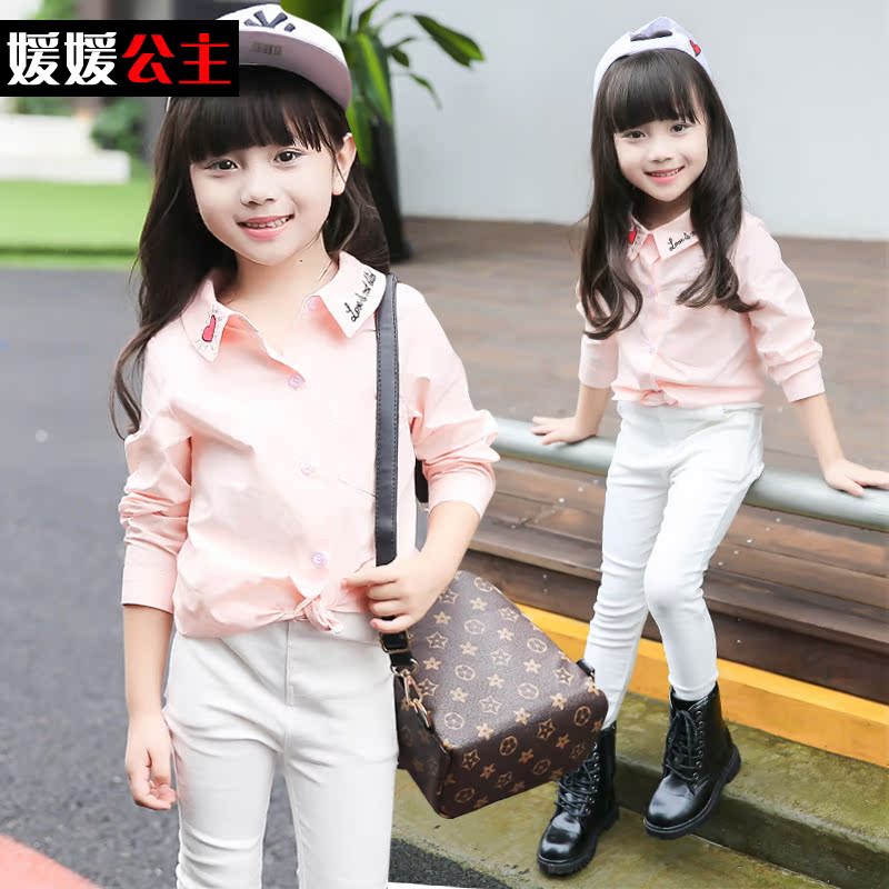 童装儿童秋装上衣 2016新款韩版中大女童长袖衬衫小女孩休闲衣服