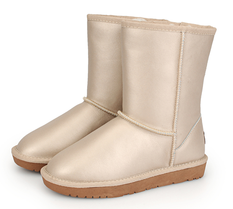 2014冬季新款冬靴真皮金属防水雪地靴女中筒靴子女保暖靴