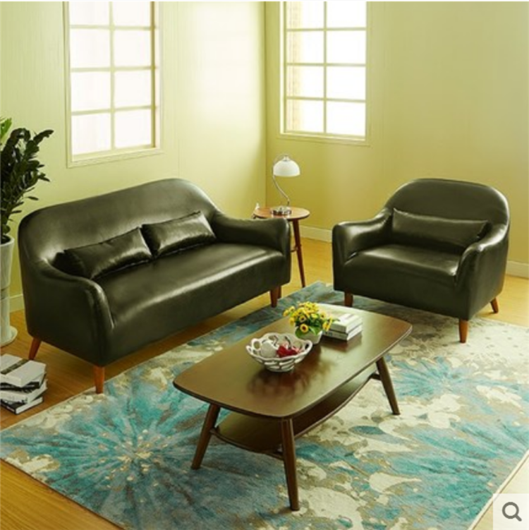 北欧日式时尚小户型皮艺沙发简约单人双人三人客厅办公室会客沙发