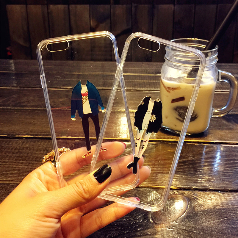 日韩国情侣iPhone6plus手机壳4.7苹果六puls透明保护套5.5s创意潮