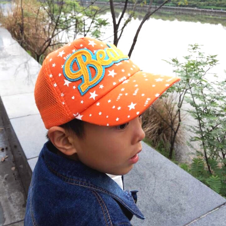 春夏新款儿童帽子宝宝鸭舌帽遮阳韩版字母可爱潮2-8岁男女童网帽