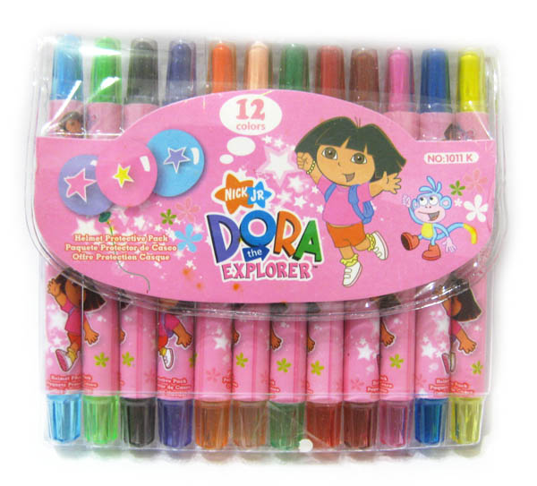 2015正版朵拉旋转蜡笔dora绘画文具儿童文化用品宝宝画画 12色