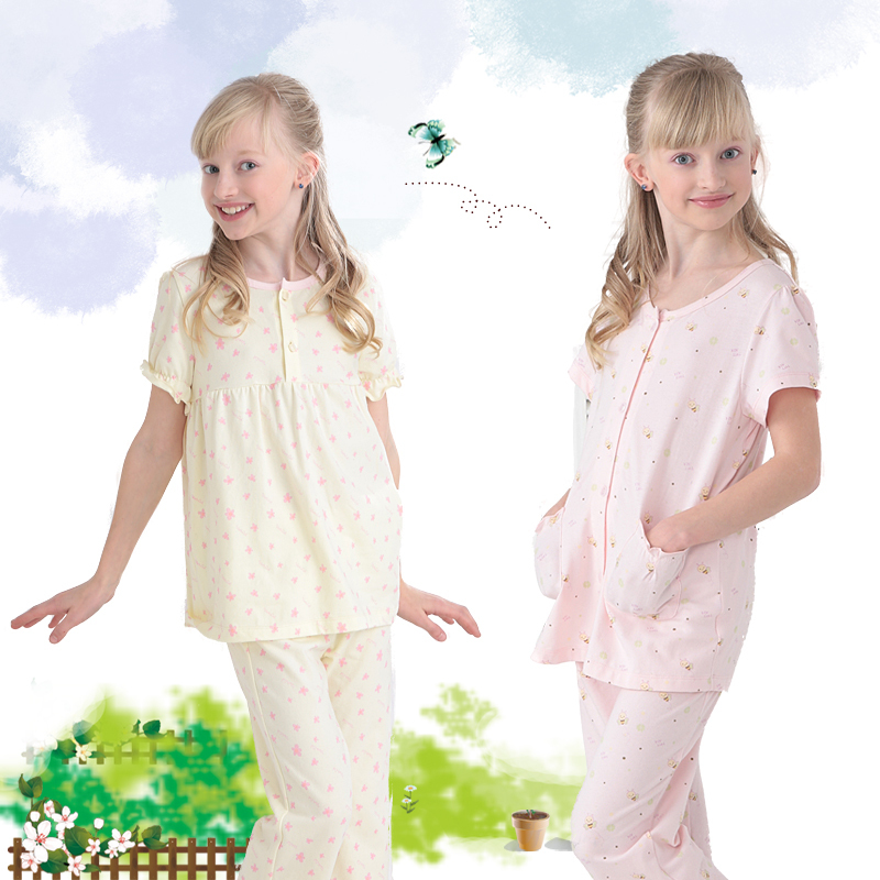 儿童睡衣女童夏季纯棉女童短袖长袖睡衣套装套装儿童家居服宝宝