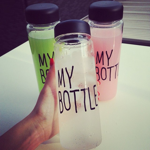 My bottle透明塑料杯随行随手杯 柠檬玻璃水杯子带盖便携饮料水瓶