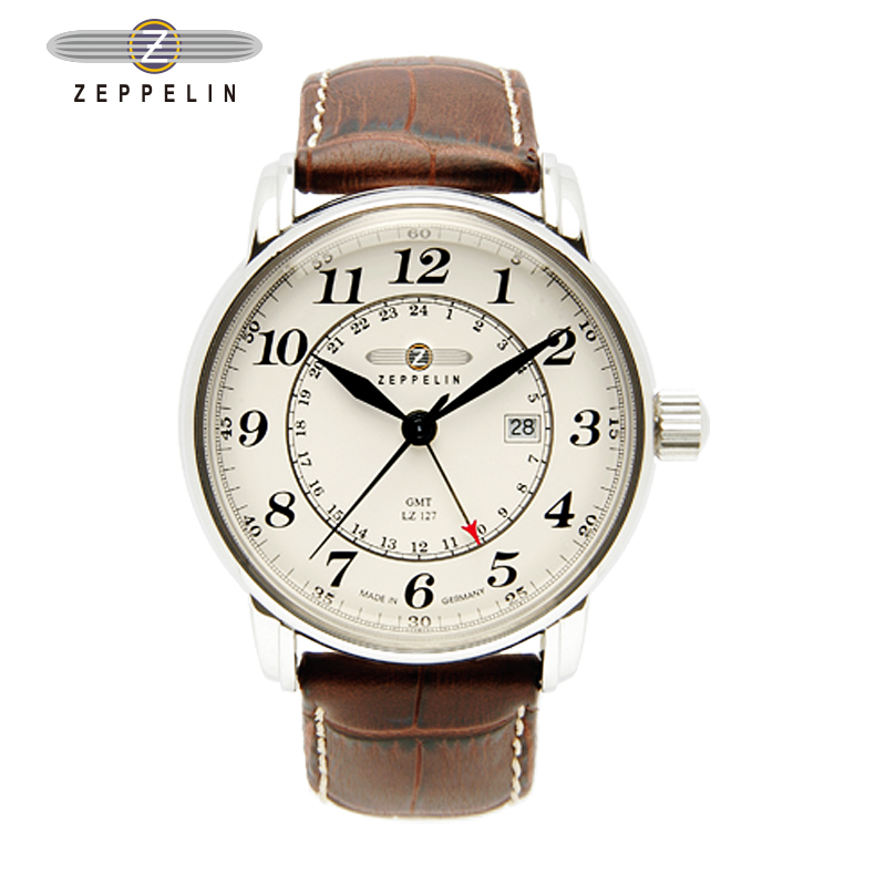 预售 Zeppelin/齐博林 德国商务休闲男表皮带石英绅士手表7642-5
