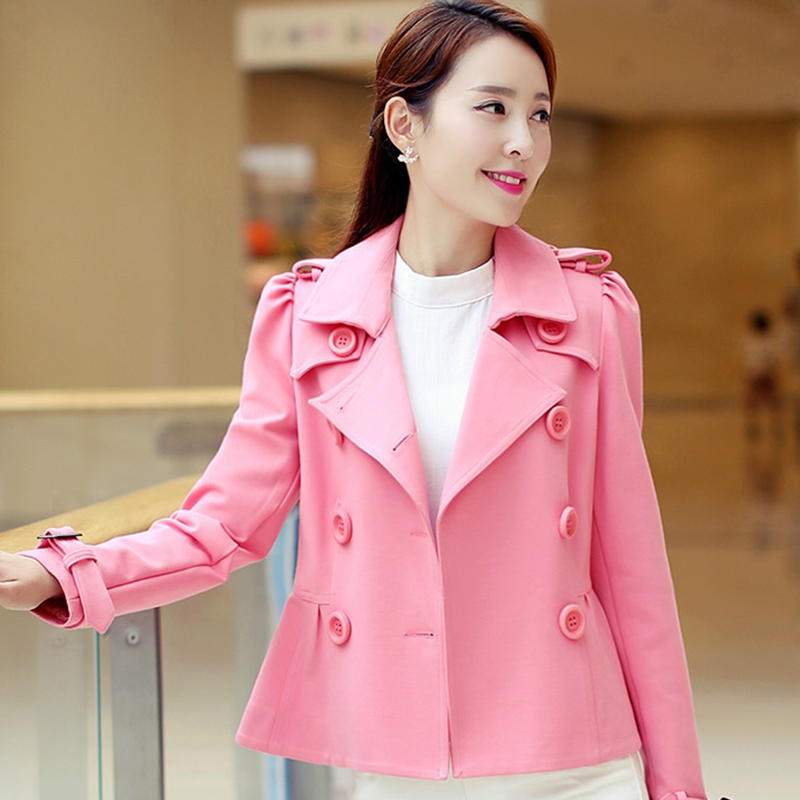 8157秋装新款韩版时尚收腰显瘦外套 2015新款红色粉色外套短款