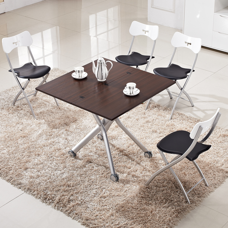 【一桌四椅】日式气控升降折叠餐桌椅组合 茶几餐桌两用 节省空间