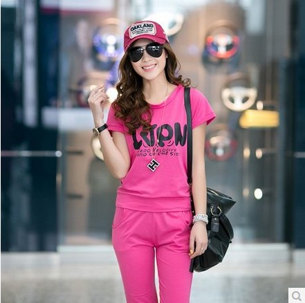 天天特价2016夏季装新款大码女装韩版短袖T恤七分裤运动休闲套装