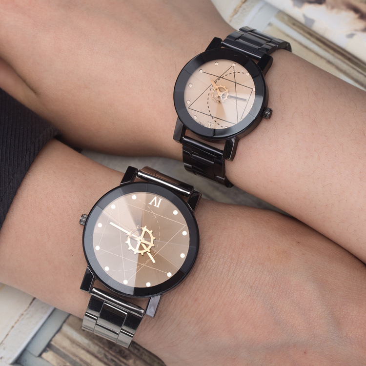 爆款正品韩版钢带情侣手表罗盘转盘指针男女表英伦创意个性时装表