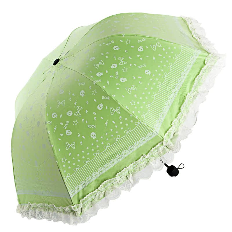 黑胶太阳伞晴雨伞包邮 两用伞晒50超轻防紫外线伞 蕾丝遮阳伞三折
