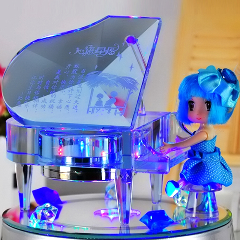 水晶钢琴 音乐盒八音盒水晶球生日礼品女生diy定制七夕情人节礼物