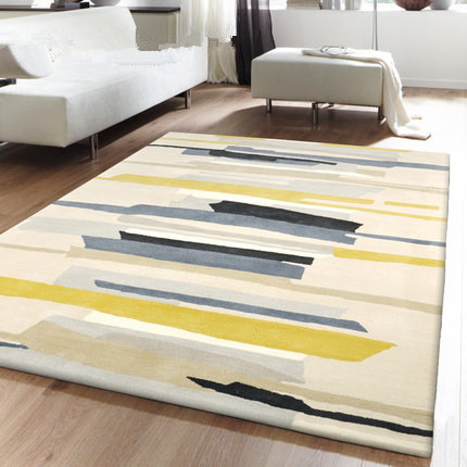 北欧现代简约宜家客厅茶几条纹地毯卧室床边地毯美式书房地毯家用