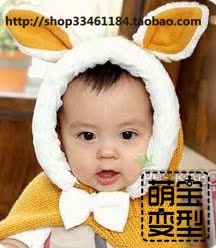出租婴儿宝宝儿童满月照百日天照影楼摄影造型服装衣服兔子耳朵帽