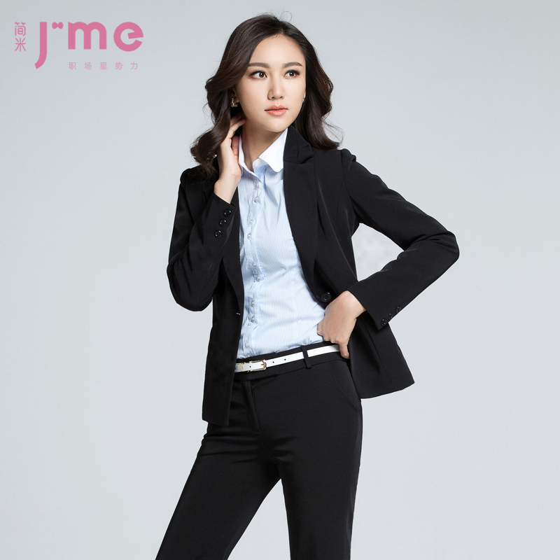 J-ME秋季女士职业装女装西装工作服套装长袖套裤OL裤装面试正装