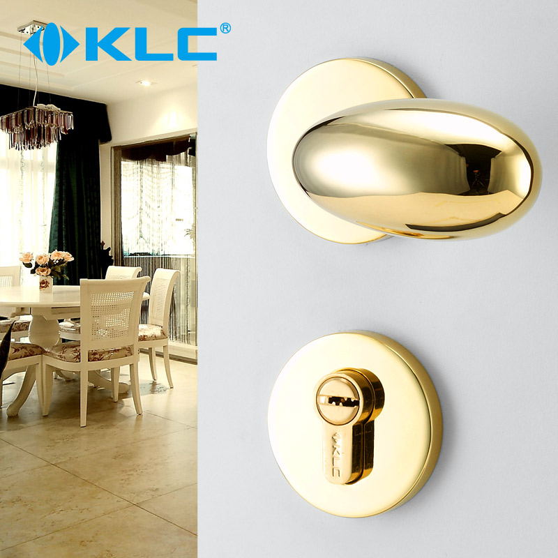 KLC室内房门锁具可爱蛋形把手PVD金色圆球形锁手感超好纯铜锁芯