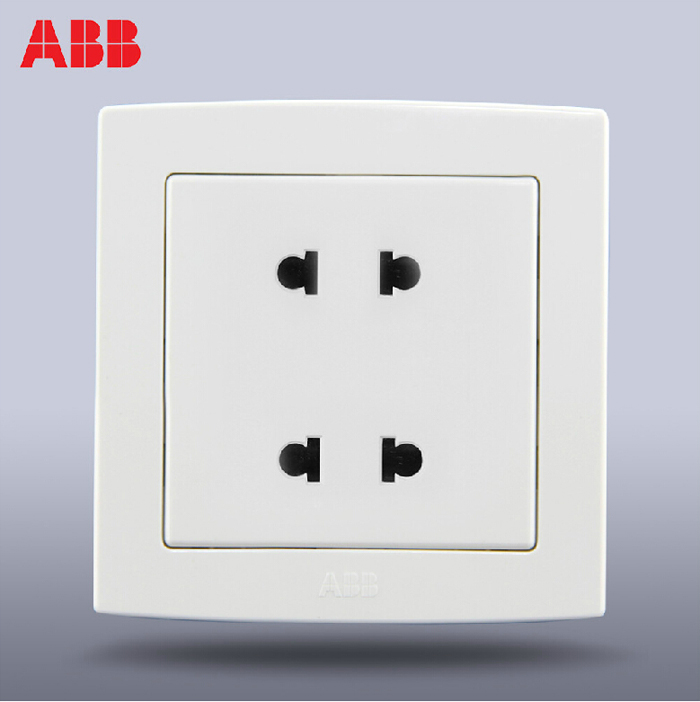 ABB开关插座面板ABB插座/德韵直边 二位/四孔插座AL212