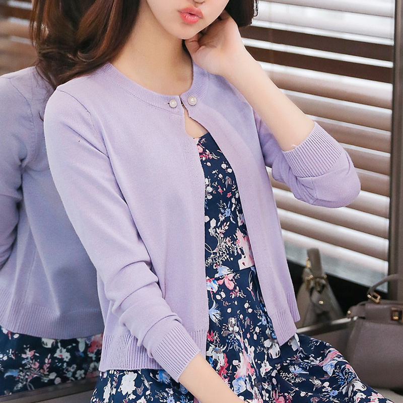 2016秋季新款女装韩版潮外搭上衣长袖小短外套薄针织衫女开衫