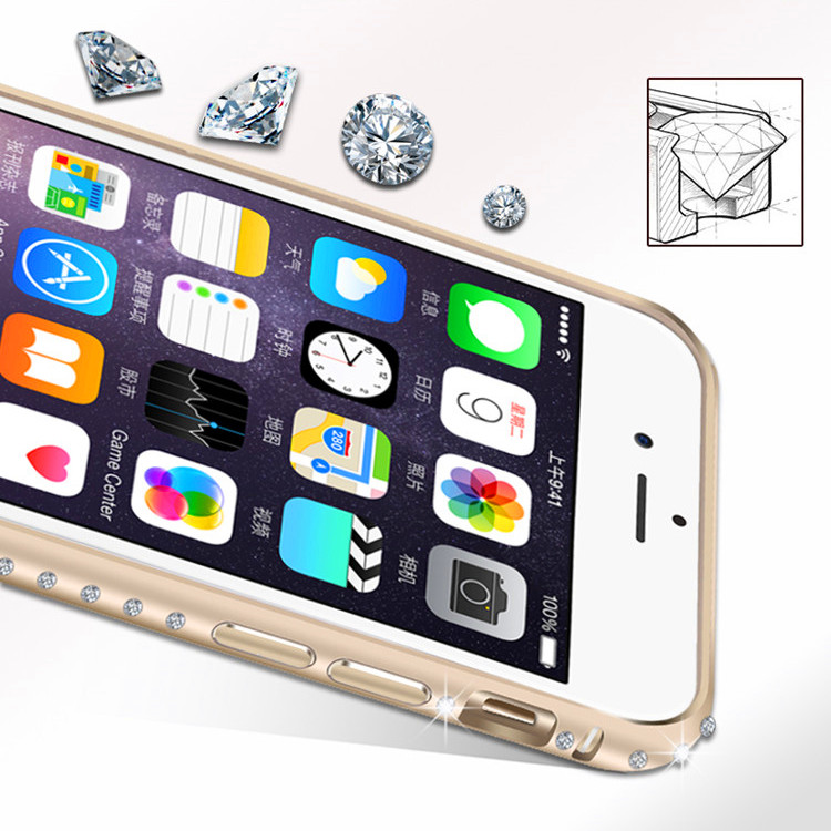 最新款iphone6plus镶钻金属边框保护壳 苹果6奢华手机套外壳潮4.7