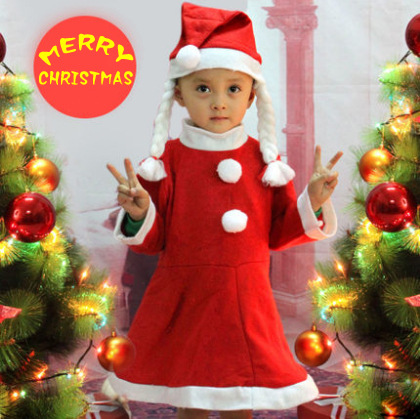 圣诞节衣服服装饰3-5岁女生连衣裙套装女宝宝表演服装儿童童装