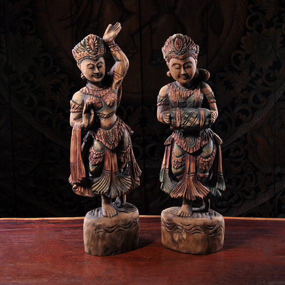 泰国特色进口工艺品人偶摆件东南亚实木雕刻彩绘复古人物桌面摆设