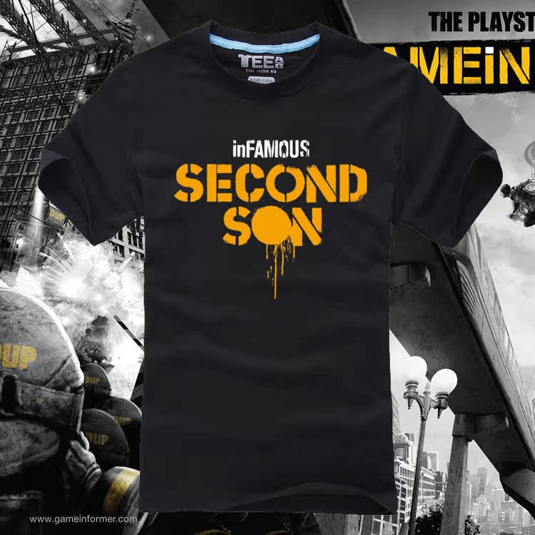 PS4 独占游戏/狼藉 次子Infamous Second Son 经典logo/ 短袖T恤