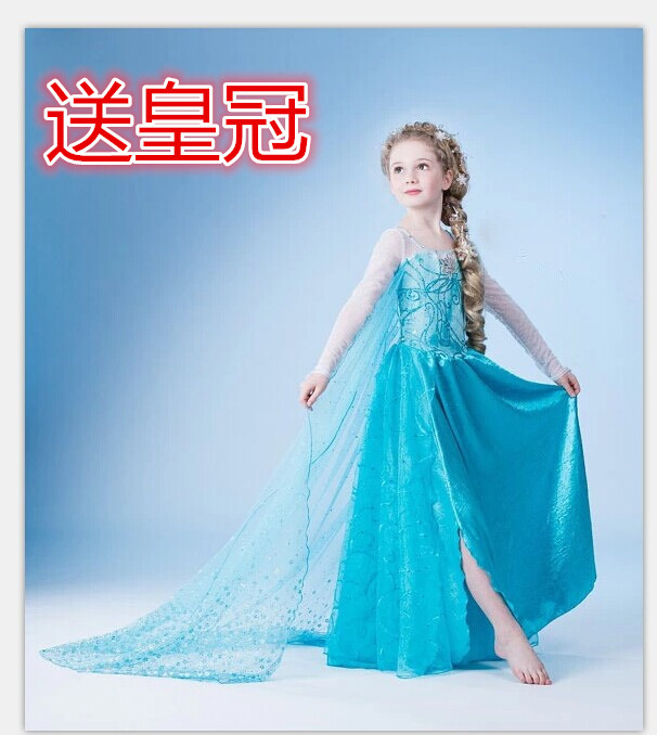 Frozen冰雪奇缘公主裙 女童披风连衣裙 儿童演出礼服裙Elsa艾莎裙