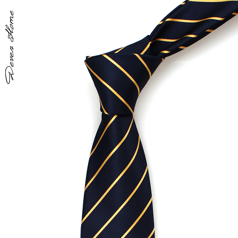 devenhome时尚男士金色领带商务正装8cm领带男结婚新郎香槟色条纹