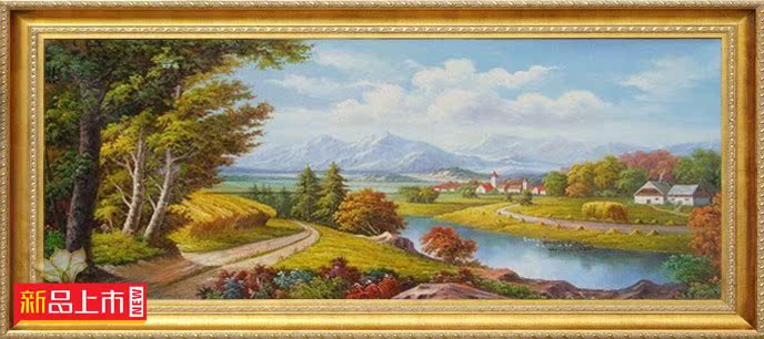 集友艺术 简欧客厅装饰画风景手绘油画 欧式高档山水有框画13594