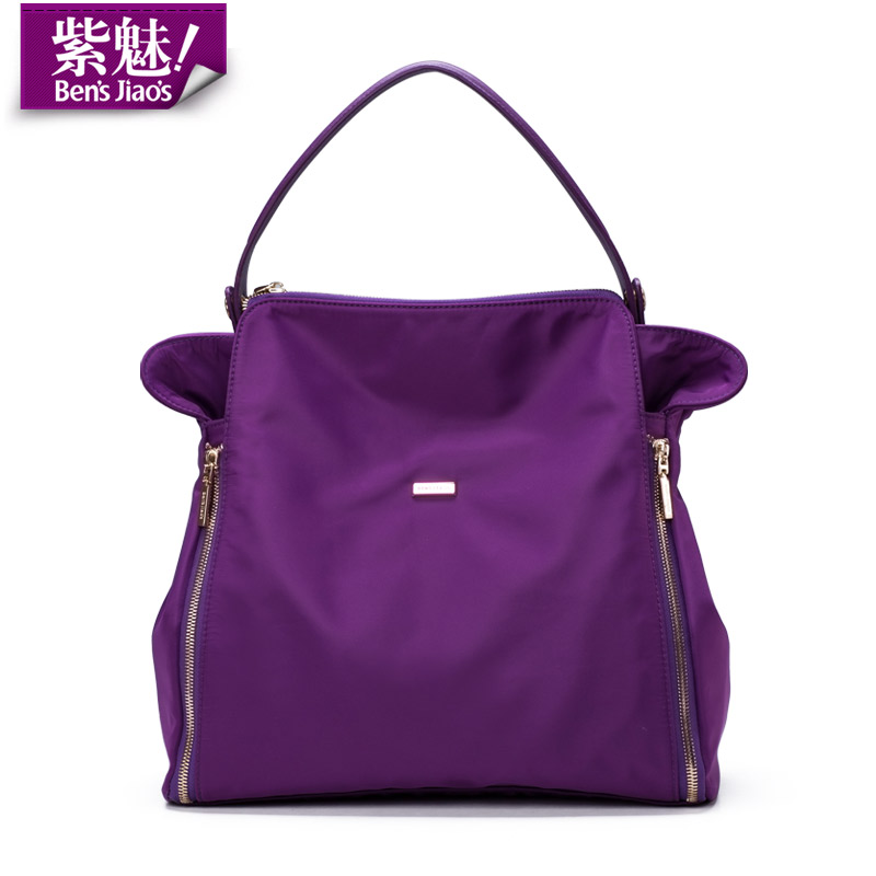 紫魅单肩包女包尼龙韩版潮布包手提包牛津布防水品牌时尚中包拎包
