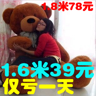 超大号毛绒玩具熊布娃娃1.6米泰迪熊大熊猫公仔抱抱熊生日礼物女