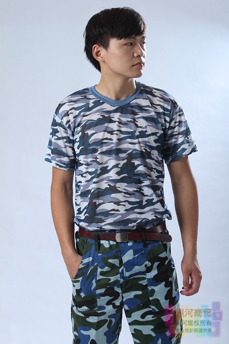 2015海洋短袖迷彩T恤套装夏季学生军训服户外作训服批发男女通用