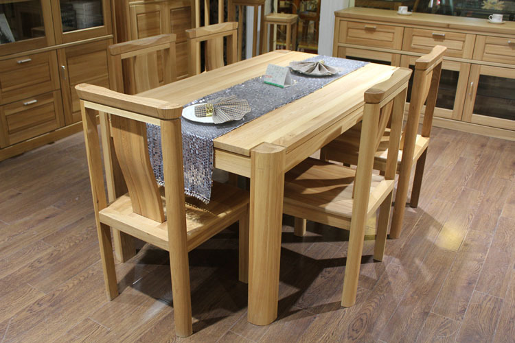 特价全实木餐桌 纯榆木餐台 高档吃饭桌子 长方形餐桌椅组合