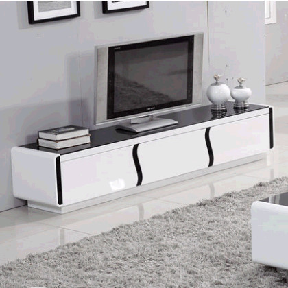 黑白色烤漆电视柜时尚现代简约电视柜 钢化玻璃面客厅组装电视柜