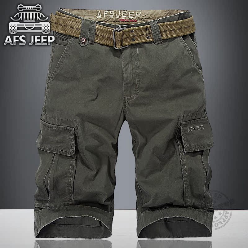 Afs Jeep/战地吉普夏五分裤吉普休闲裤短裤男士5分纯棉夏季沙滩裤