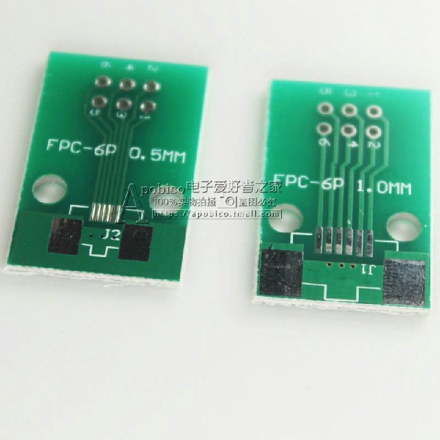 FPC 6PIN 转接板 FFC转2.54直插 TFT LCD座 1mm 0.5mm间距 双面