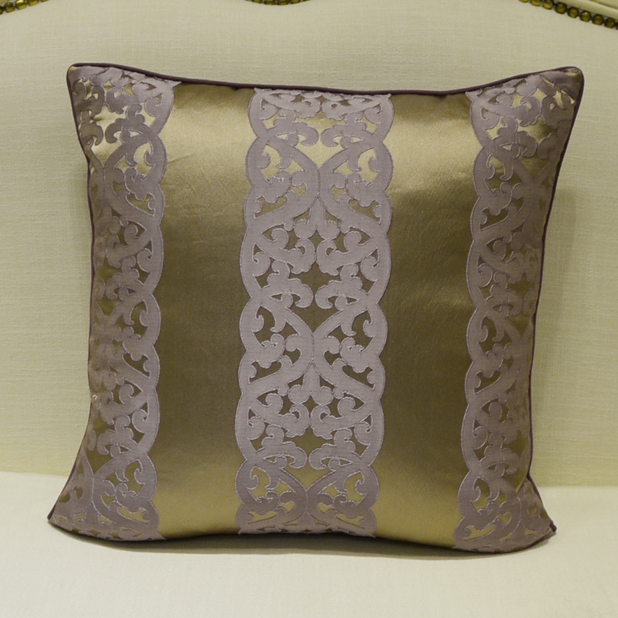 中式提花刺绣条纹紫色抱枕靠包大靠背办公室靠枕床头靠枕