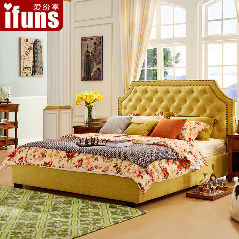 爱纷享 1.8米布艺床现代简约美式床家具1.5米双人床北欧软体床